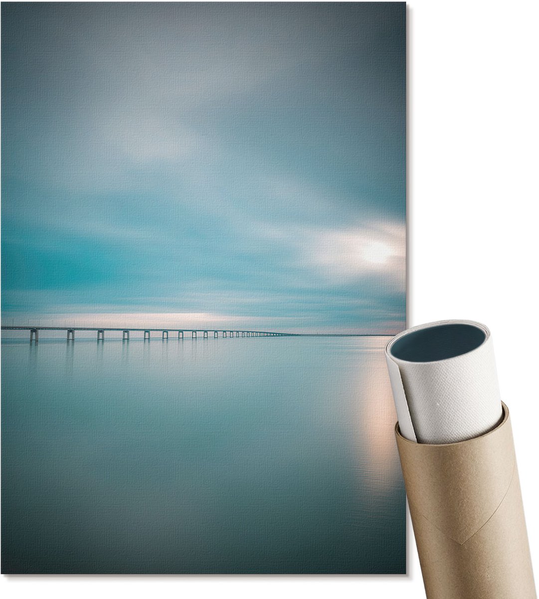 Coloray Polycanvas Poster - Waterbrug, Fotografie - A4 - Blauw Wanddecoratie - Rechthoek - Kunstposter - Woonkamer, Slaapkamer, Kantoor - Modern