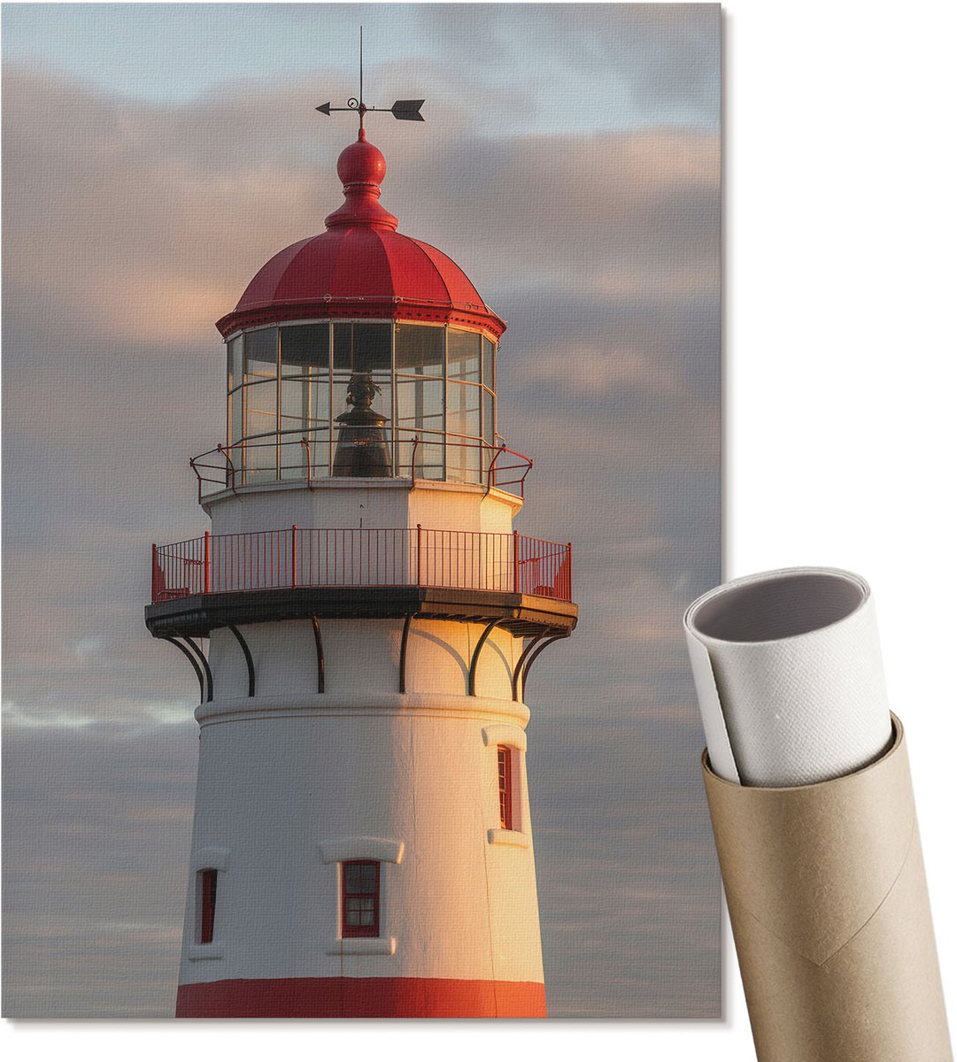 Coloray Polycanvas Wandposter - Vuurtoren, Fotografie - A4 - Rood Decoratie - Rechthoek - Canvasposter - Woonkamer, Slaapkamer, Kantoor - Klassiek