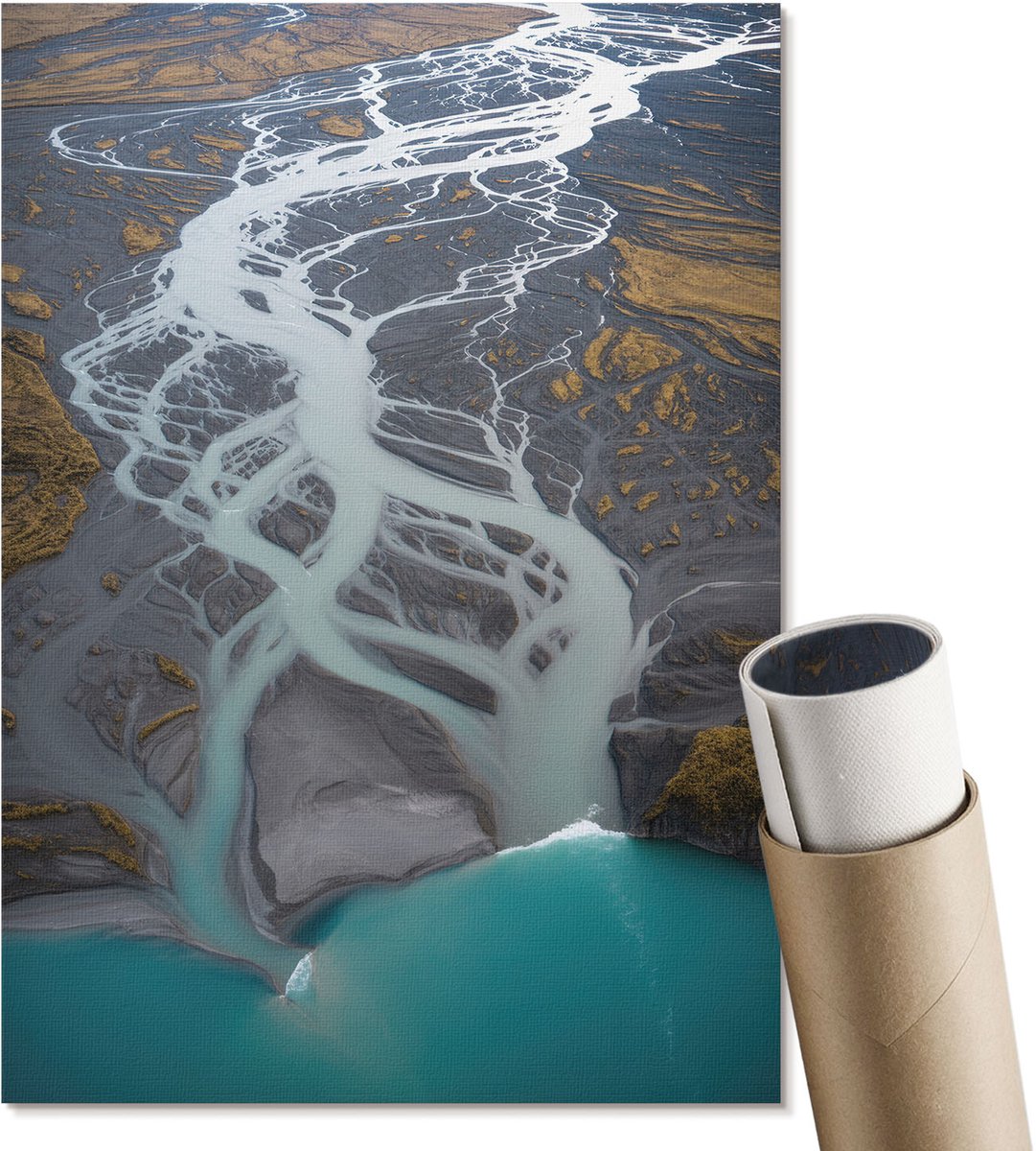 Coloray Polycanvas Wandposter - Een Vogelperspectief Van De Rivier, Fotografie - A4 - Grijs Poster - Rechthoek - Interieurdecoratie - Woonkamer, Slaapkamer, Kantoor - Modern