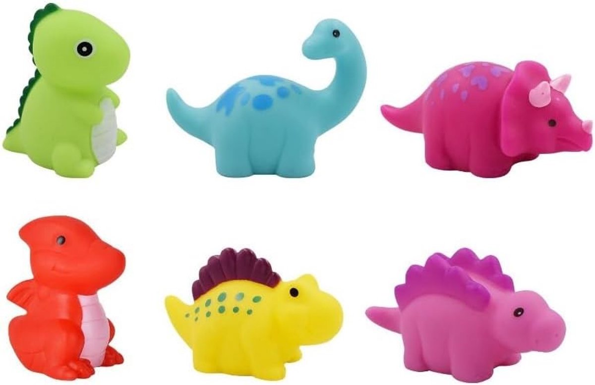 LED Verlichte Dinosaurus Set voor Waterpret, 6-delige Speelset voor Jongens en Meisjes, Kleurrijke Bad Speelgoed voor Leuke Badtijd