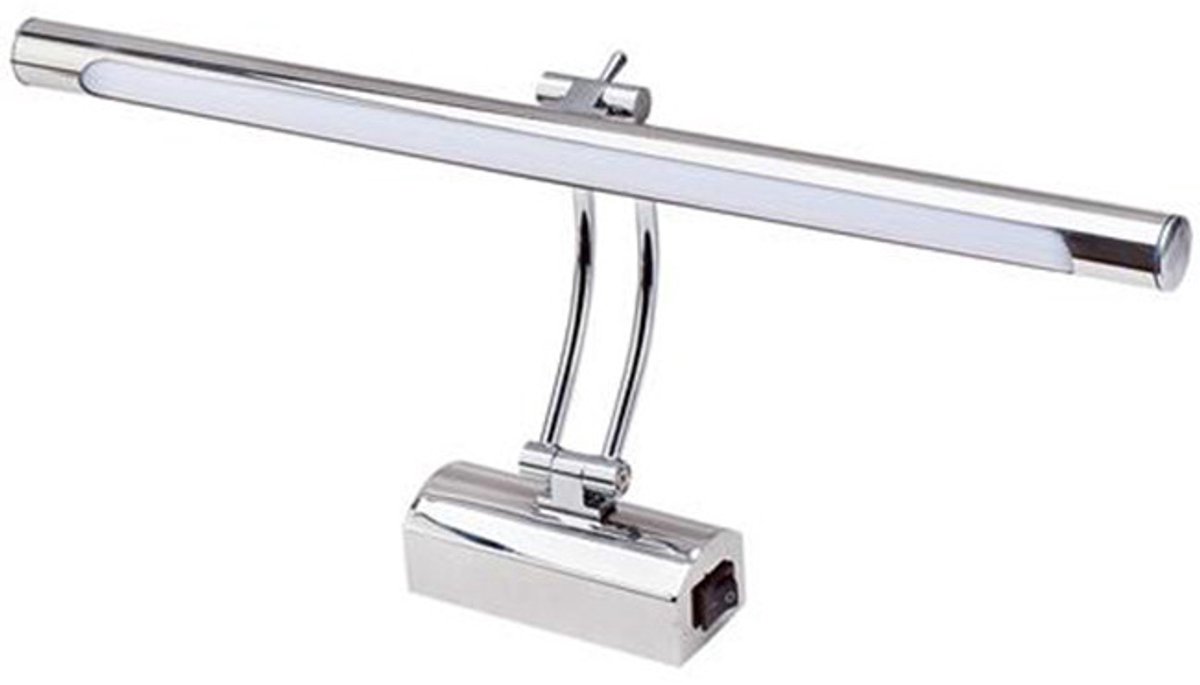 LED Spiegelverlichting - Schilderijverlichting - Akna - Rond 8W - Glans Chroom Aluminium - Verstelbaar