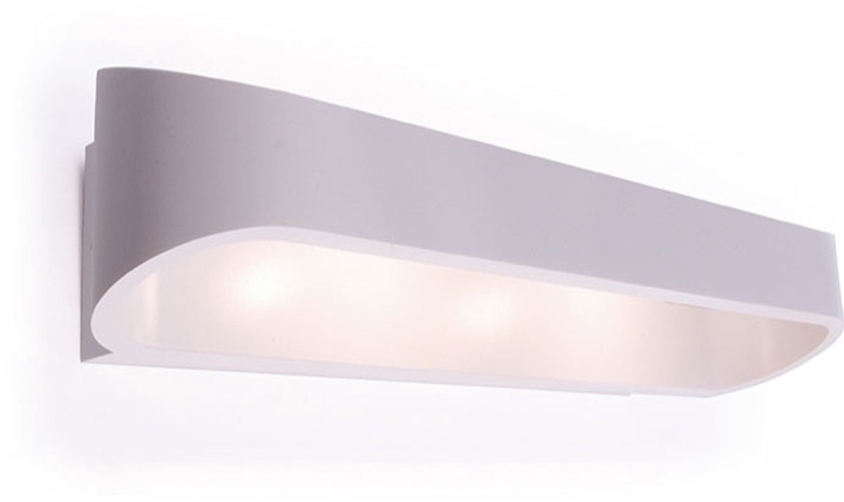 LED Wandlamp - Wandverlichting - 12W - Natuurlijk Wit 4000K - Mat Wit Aluminium - Ovaal