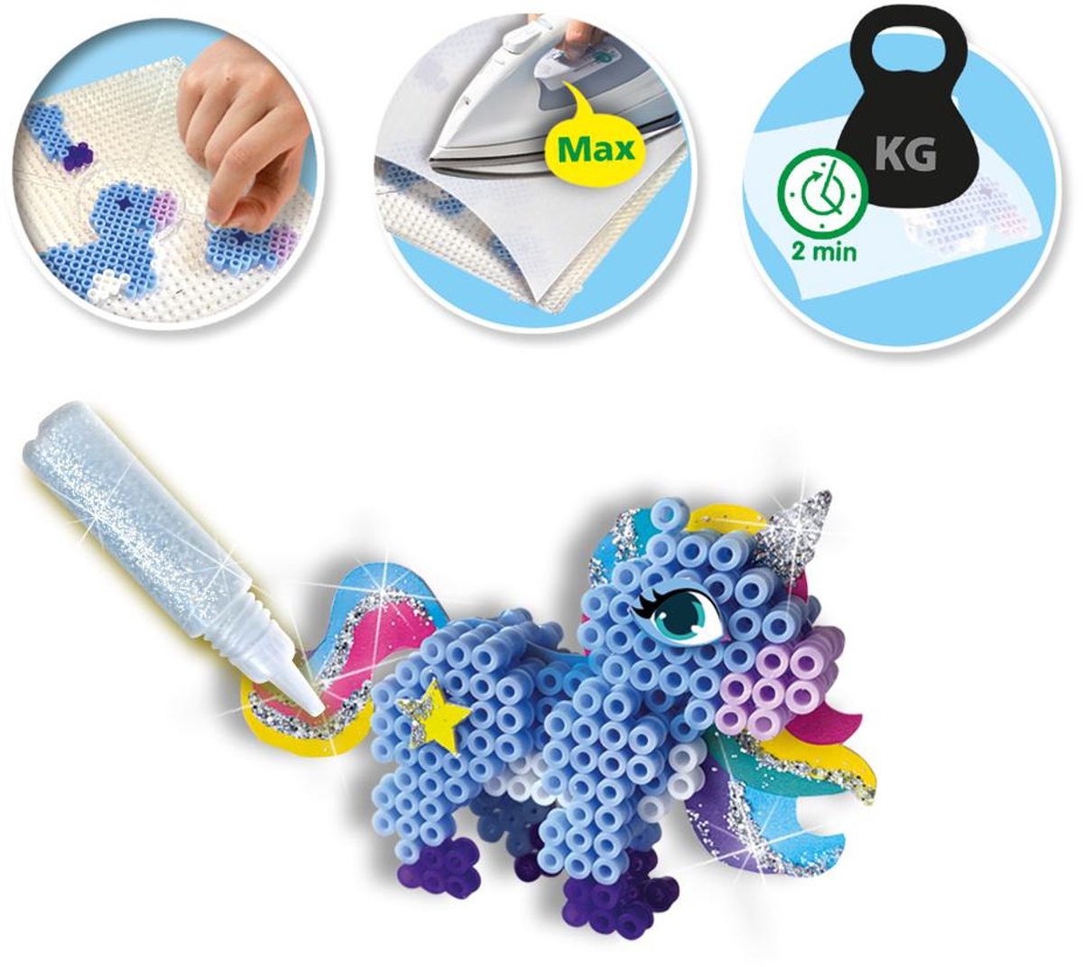 SES Creative Beedz Strijkkralen Set - Unicorns 3D - Voor Meisjes vanaf 5 Jaar - 1800 Stuks - Knutselen - PVC-Vrij - Schoencadeautjes Sinterklaas — cadeau in Spellen & Speelgoed - foto 4