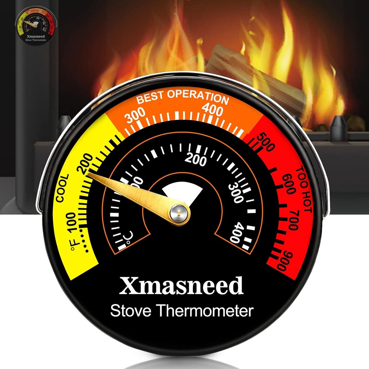 Stove Thermometer, Magnetic Wood Burner Thermometer, Wood Burner Accessories, Fireplace Temperature Gauge for Log - ShopVlot