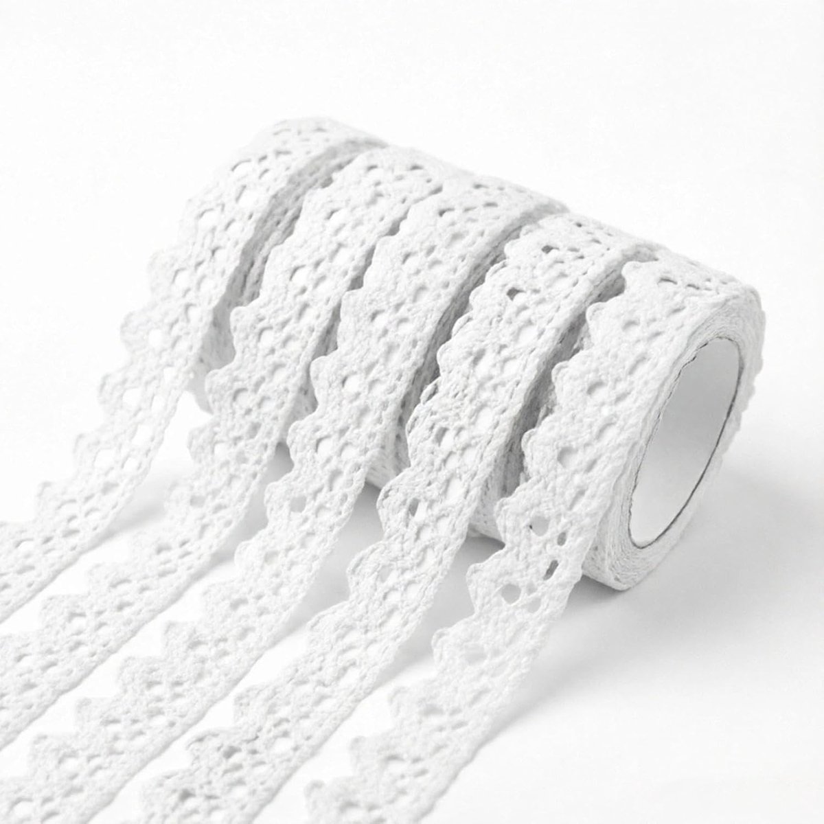 TIANLIN 5 Stuks Zelfklevende Kantband, Wit, Katoen, 1,8 m x 1,8 cm - ShopVlot