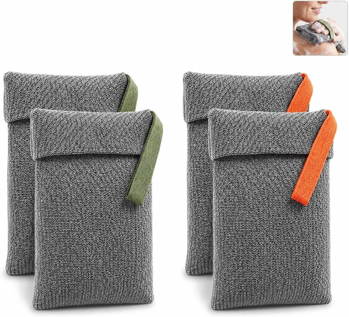 4 stuks zeepzakken voor zeepstangen met verschillende ruwheden, peelingzeepzakjes van nylon, schuimnet voor douche - ShopVlot