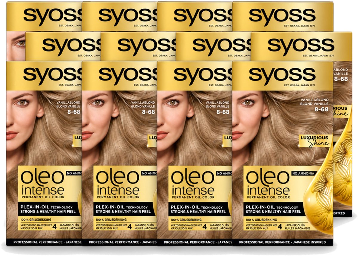 12 x SYOSS - Oleo Intense 8-68 Vanillablond - Haarverf - Zonder Ammoniak - Grijsdekking - Langdurige Kleur - Voordeelverpakking - 12 stuks