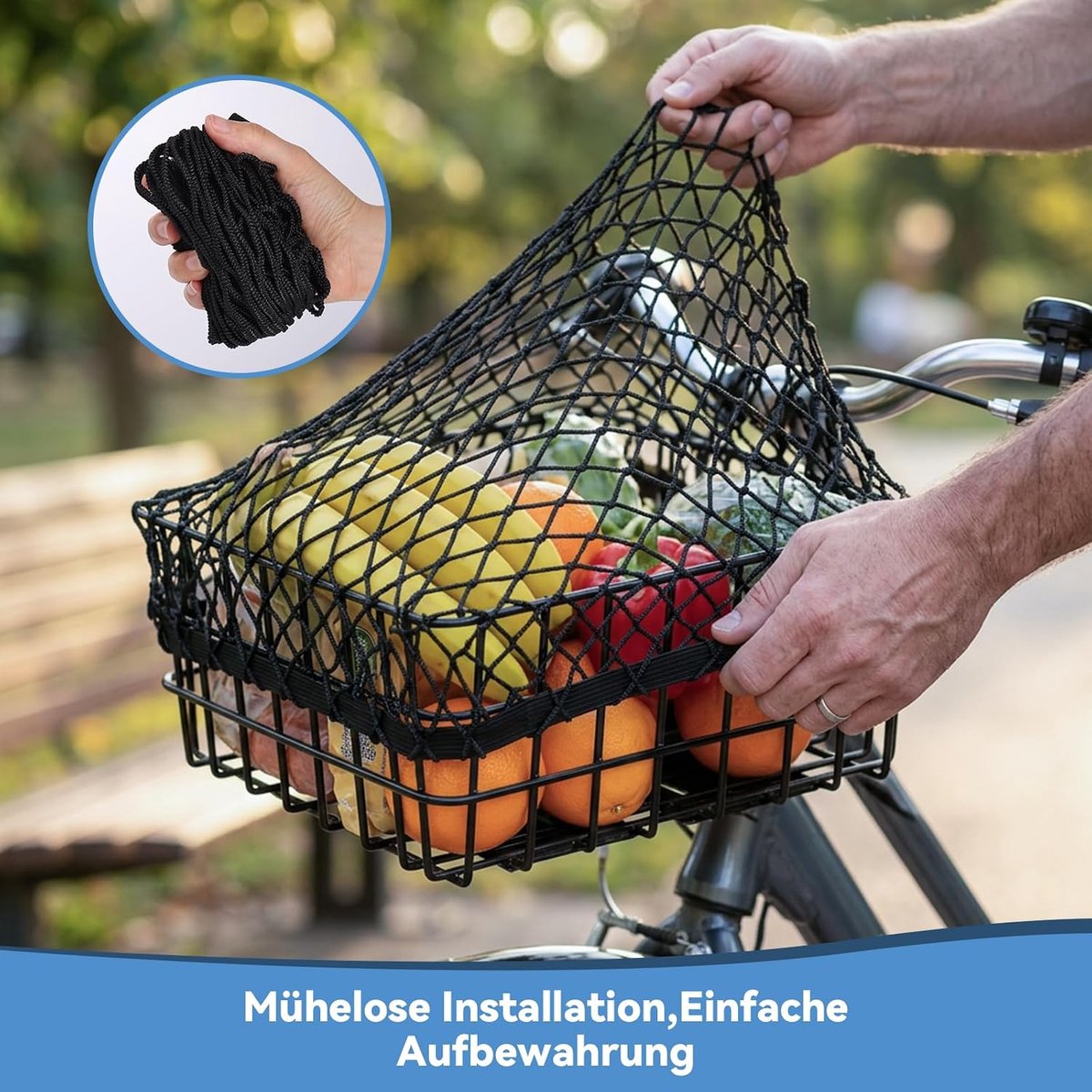 Fietsmand net 35 x 25 cm - elastisch bagagenet - bevestigingsoplossing - veilig tijdens je rit - ShopVlot