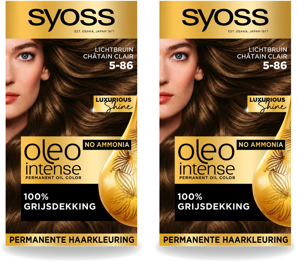 2 x SYOSS - Oleo Intense 5-86 - Haarverf - Permanente Haarkleuring - Lichtbruin - Langdurige Kleur - Voordeelverpakking - 2 stuks
