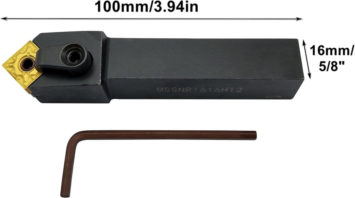 16mm MSSNR1616H12 Tool Holder with 10pcs SNMG120404 SNMG431 Carbide Inserts for Steel - ShopVlot