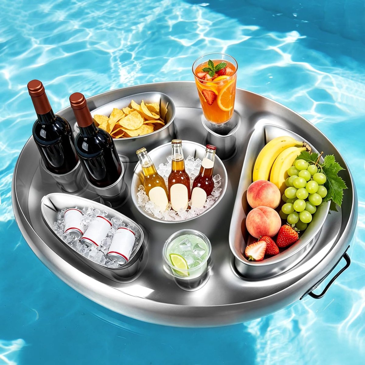 Opblaasbare bekerhouder met 8 vakken - drijvende tray - voor pool en strandfeest - ShopVlot