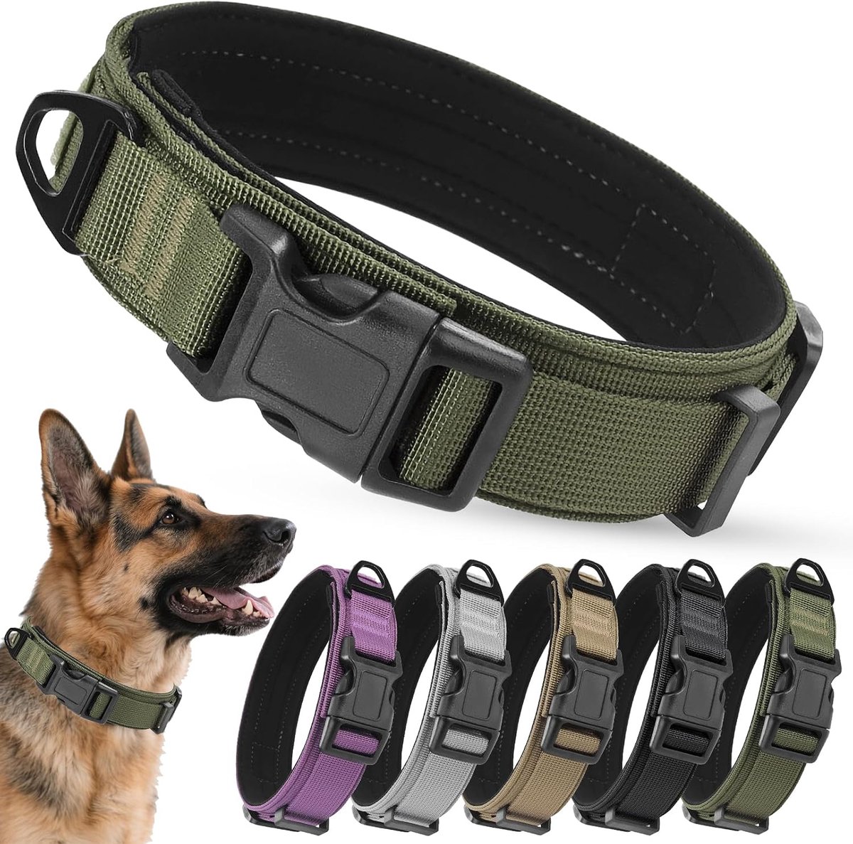 Tactische hondenhalsband verstelbaar L - nylon - veilig sluitmechanisme - comfortabel voor dagelijkse gebruik - ShopVlot