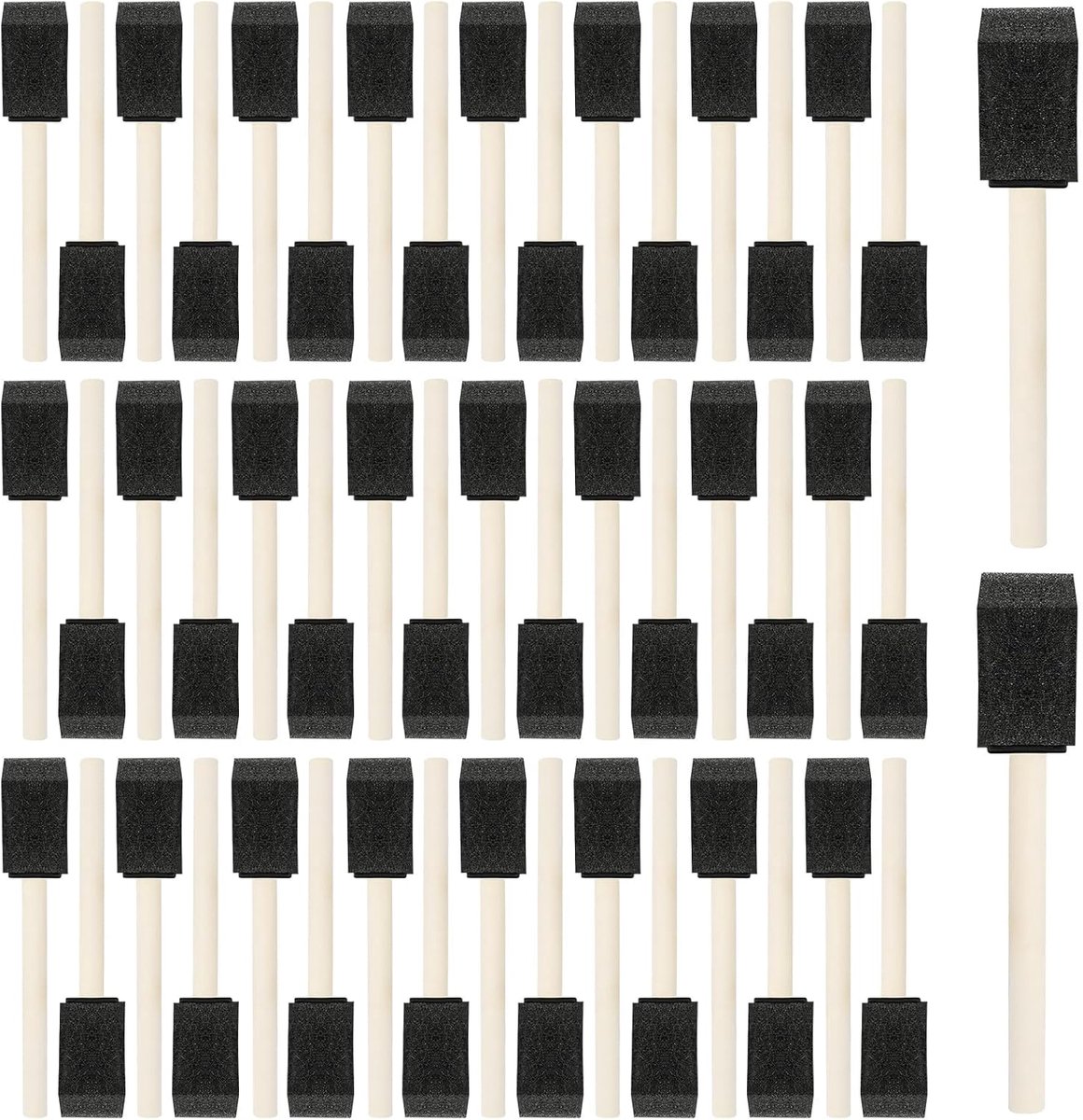 Foam verfkwasten 1 inch - sponskwasten met houten handvat - ideaal voor schilderen en klussen - ShopVlot