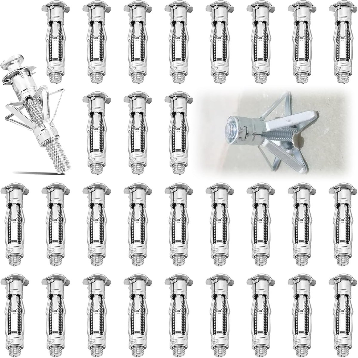 Pack of 30 Hollow Hollow Plugs M5 x 37 mm Spreader Plugs Metal Carbon Steel Spreader Plugs Metal Plugs for Hollow - ShopVlot