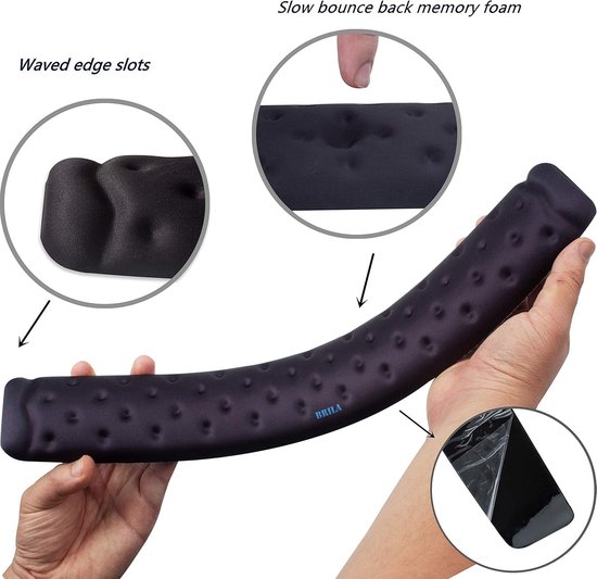 Comfortabele Polssteun voor Computer en Laptop - Geheugenschuim met Massagegaten, Antislip en Ideaal voor Gaming en Kantoorwerk — afbeelding 3