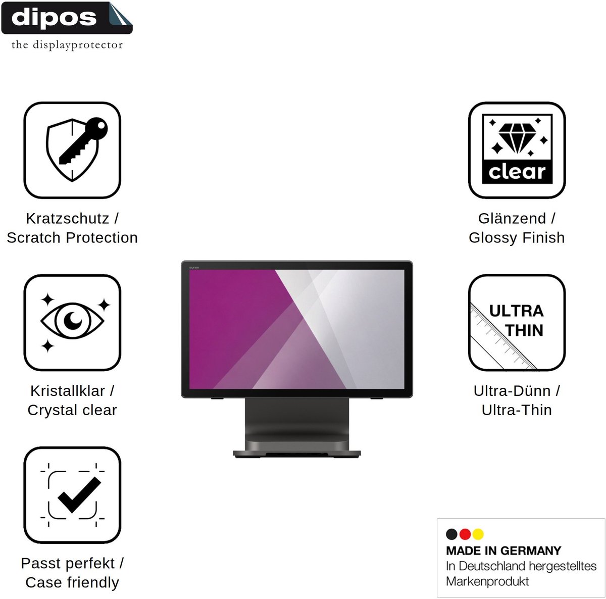 dipos – 2x Beschermfolie geschikt voor Sunmi T3 | Krasbestendige & heldere Screenprotector Ultra-Thin
