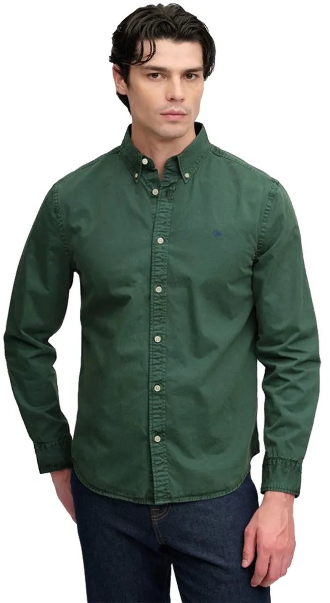 Superdry Garment Dyed Overhemd Relaxed Pasvorm Heren Lange mouwen shirts Groen