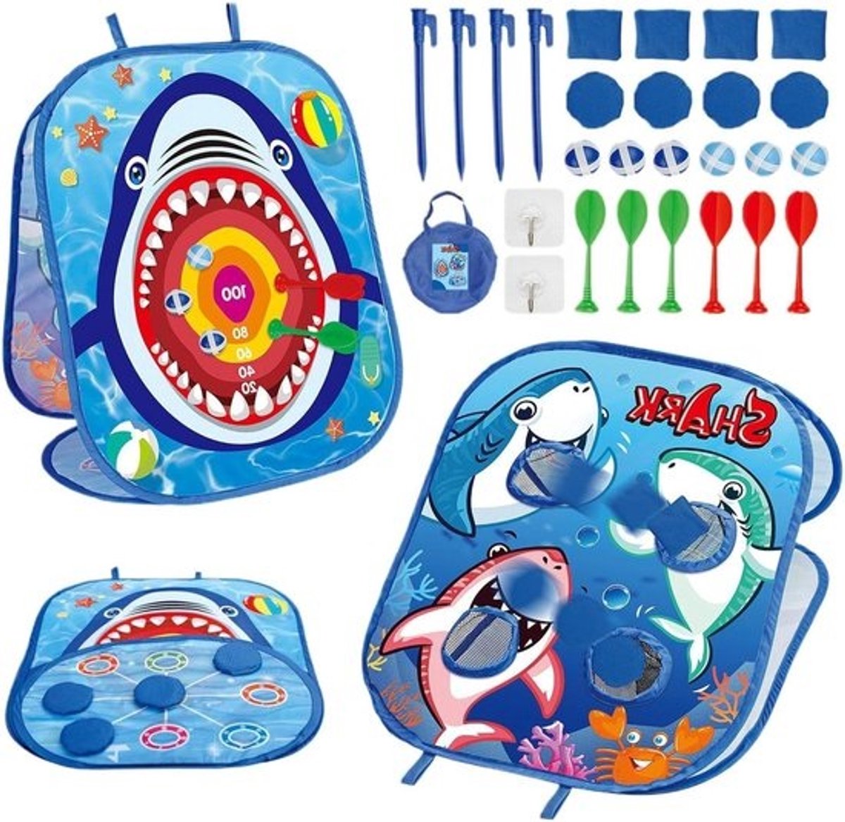 Werpzakspel - Werpspel voor buiten - Groepsactiviteiten organiseren - Aanpasbare configuratie - 30 x 30 x 6 cm - Blauw