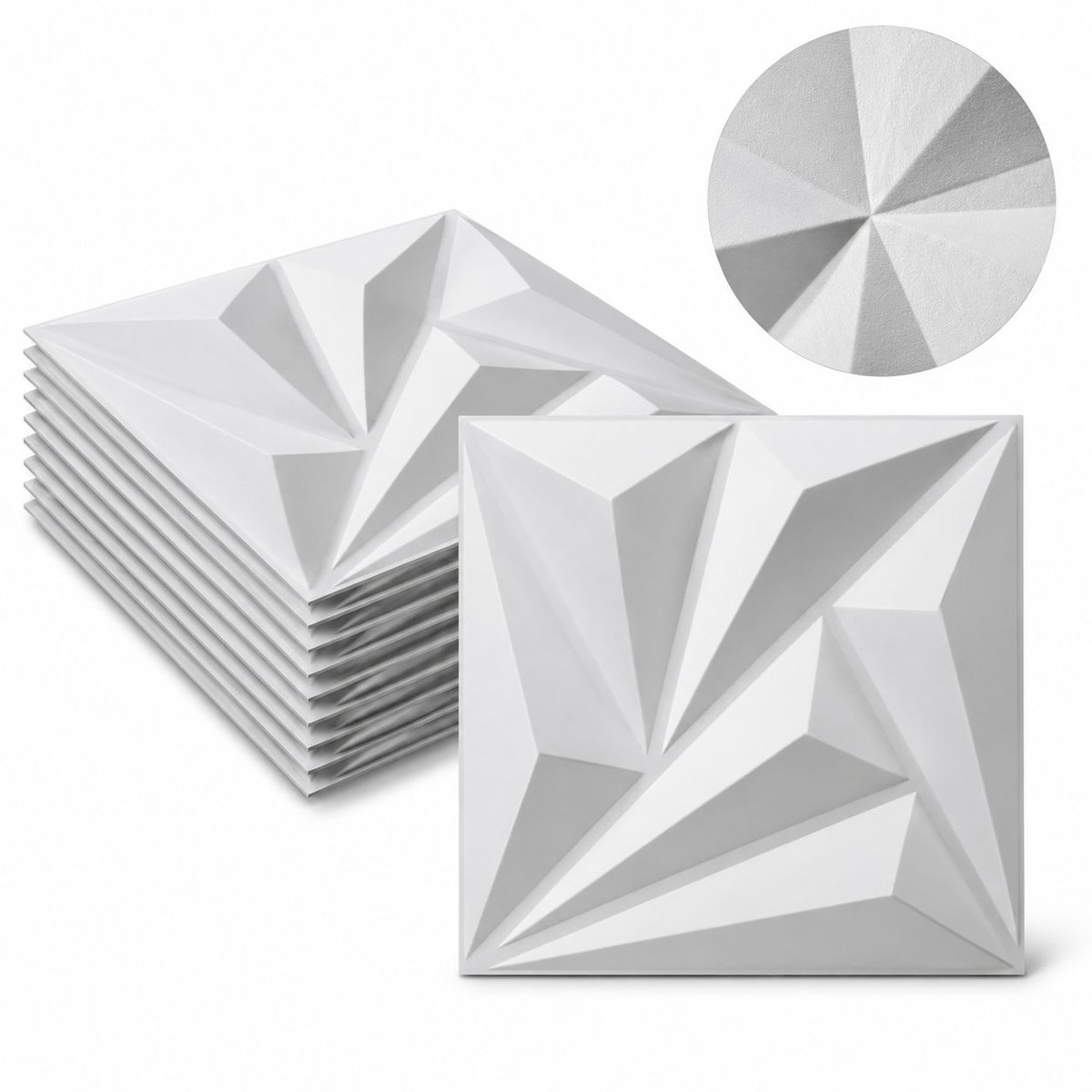 VHV - 3d-plaktegels - 10 stuks - Zelfklevende muurstickers - 30 cm - Wit - 3d wandpanelen - Wandtegelstickers - in de slaapkamer