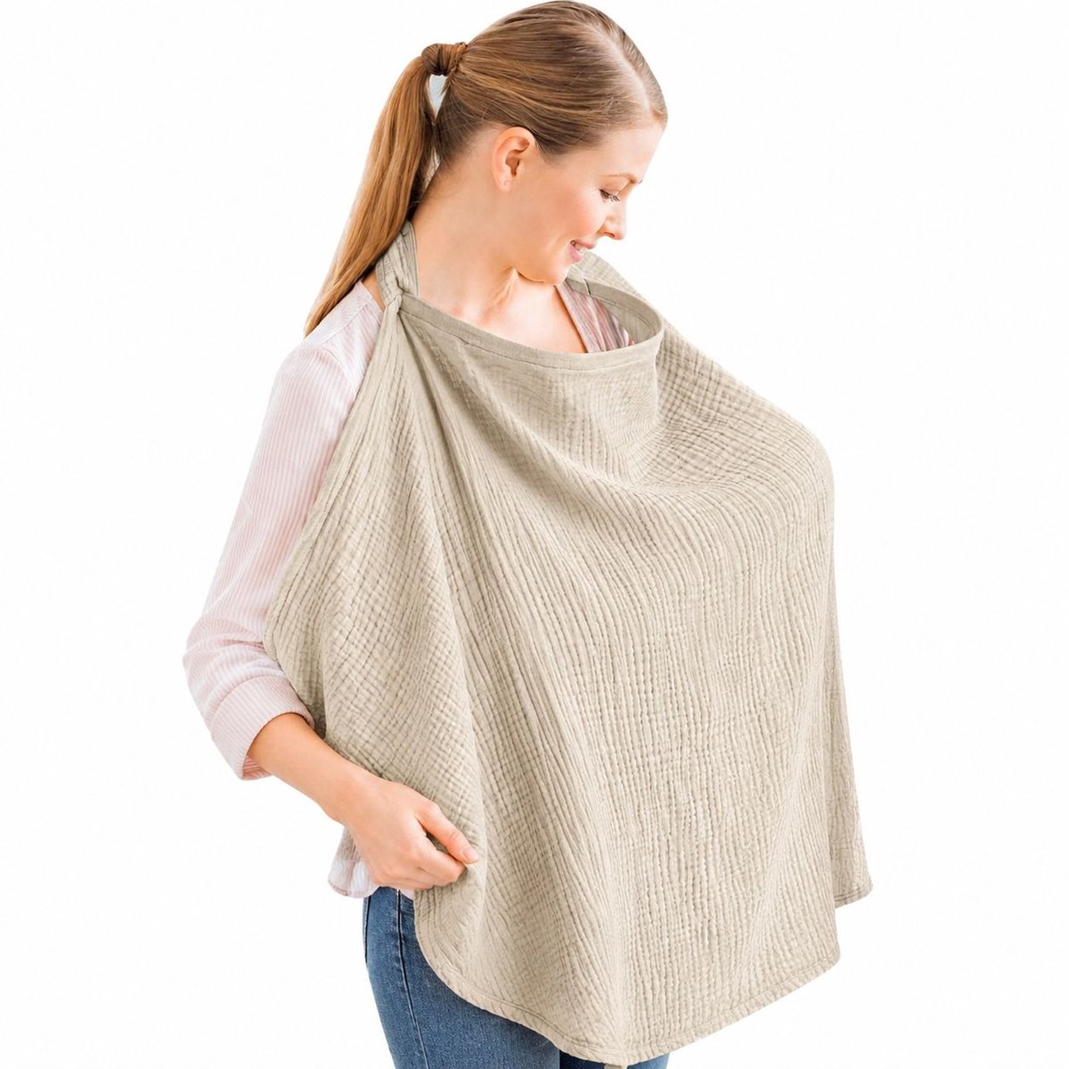 VHV - Verpleegdoek - Ademende katoenen - Beige - Borstvoedingshoes - Babyvoedingsmousseline - Anti-blootstellingshoes - Verpleeghoes