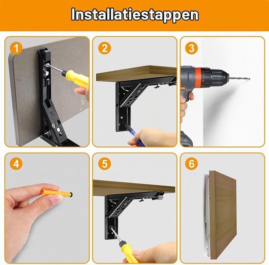 Stevige Vouwsteun 300mm van RVS voor Opklapbare Planken en Meubels, Set van 2 Stuks — afbeelding 4