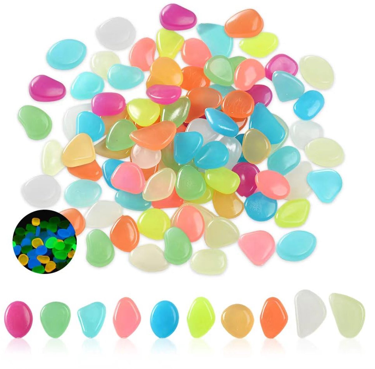 Luminous Stones 400 stuks - Kleurrijke fluorescerende stenen - Decoratief voor planten en aquaria - Veilig en duurzaam - ShopVlot
