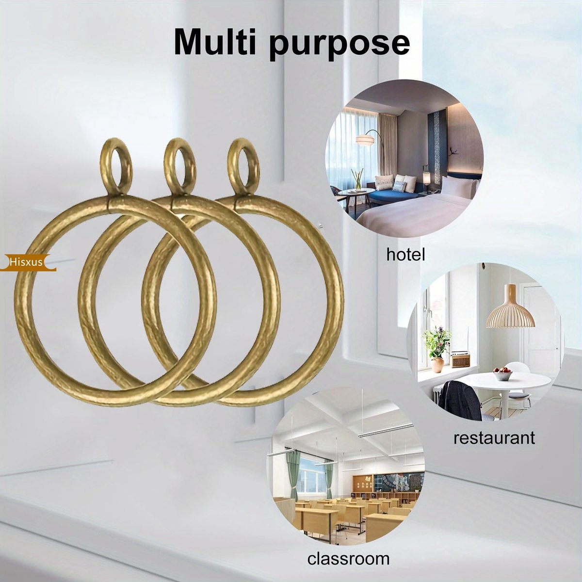 40 Stuks Gordijnringen Antiek Messing 3,8 cm Sterke Metalen Decoratieve Gordijnring met Oogjes, Roestvrij Gordijnroede - ShopVlot