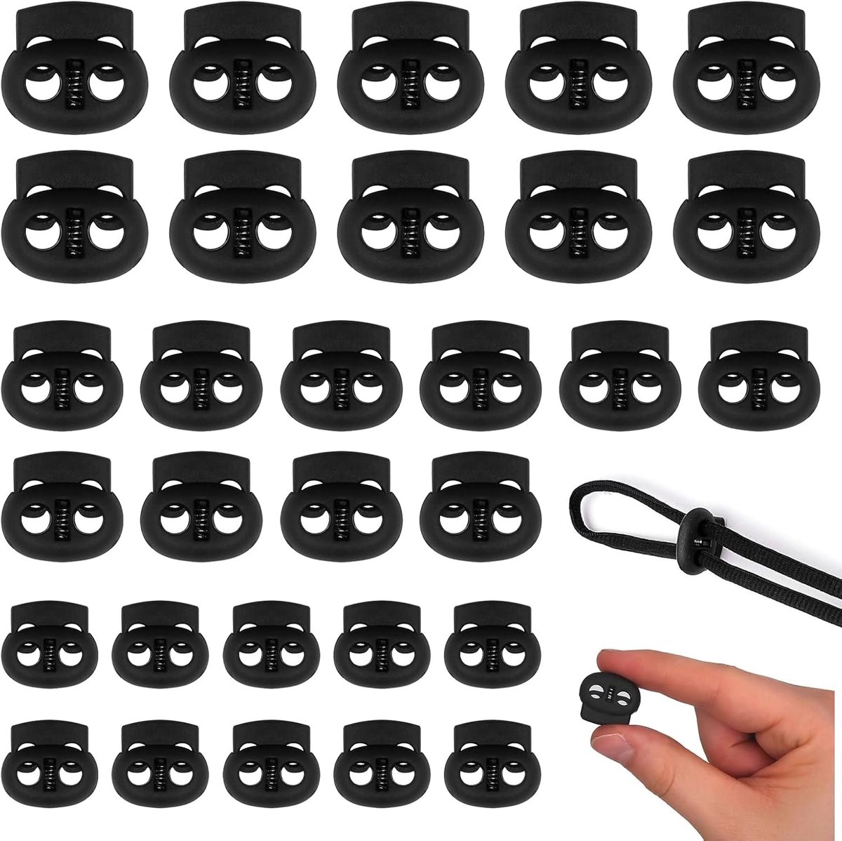 30 Pcs 2 Hole Cord Stopper Plastic Rubber Cord Stopper Cord Stopper Cord Stopper Cord Stopper Cord Stopper Cord - ShopVlot