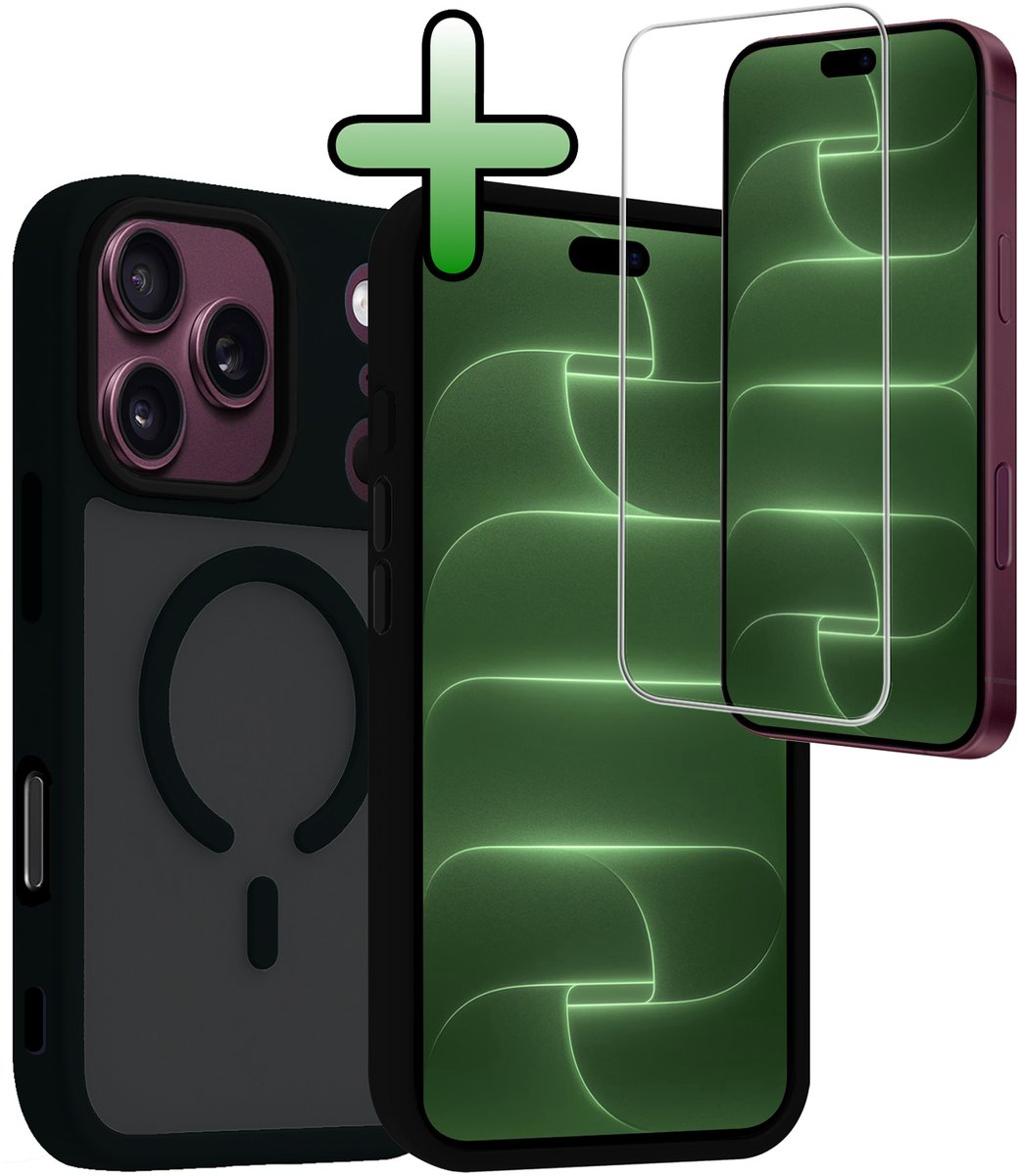 Hoesje Met Screenprotector - Geschikt voor Apple iPhone 18 Pro - Magsafe Compatible - Sterk & Shockproof - Back Cover - Shock Proof Case - Telefoon Hoes - Zwart