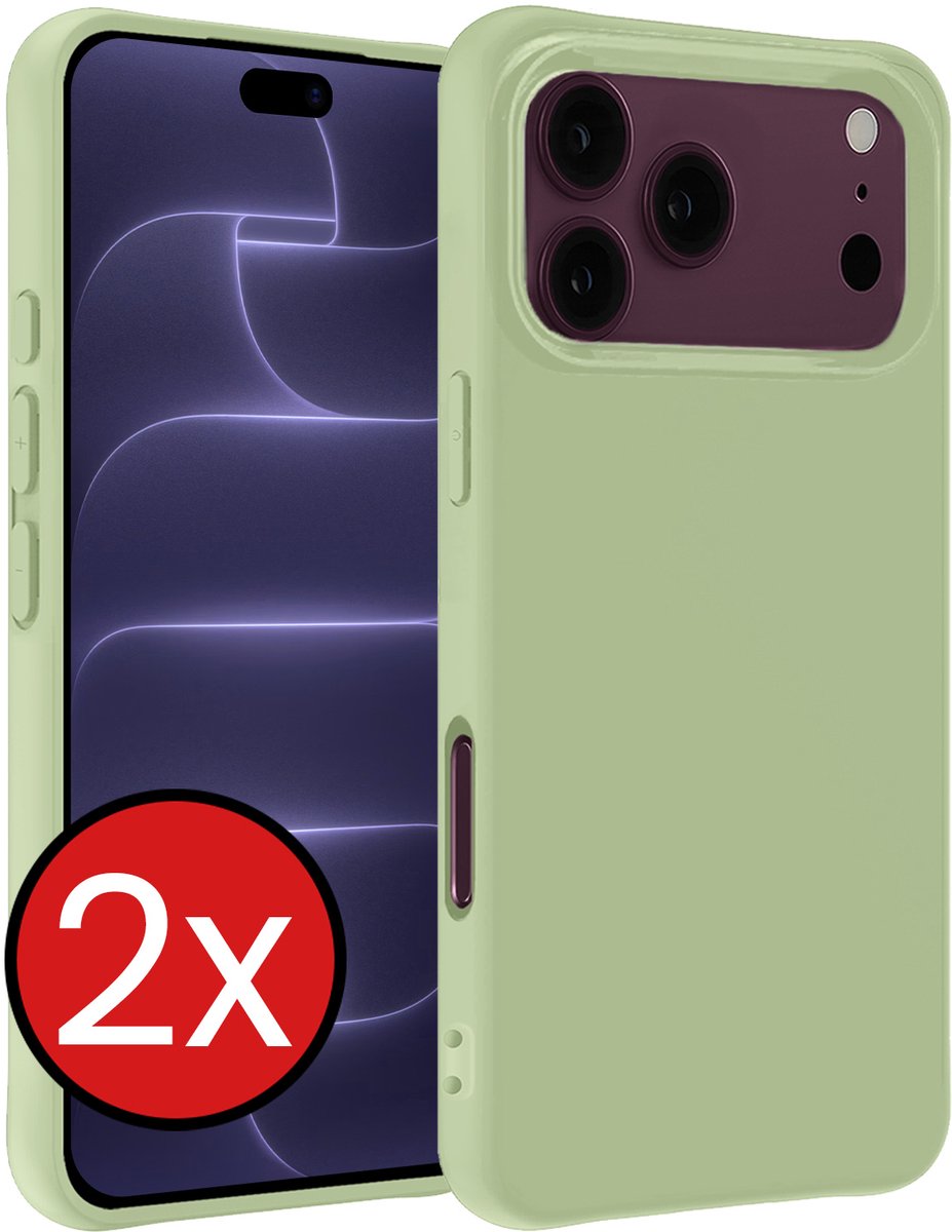 Hoesje - 2 Stuks - Geschikt voor Apple iPhone 18 Pro - Sterk & Shockproof - Telefoonhoes - Back Cover - Case Siliconen - Telefoon Hoes - Groen