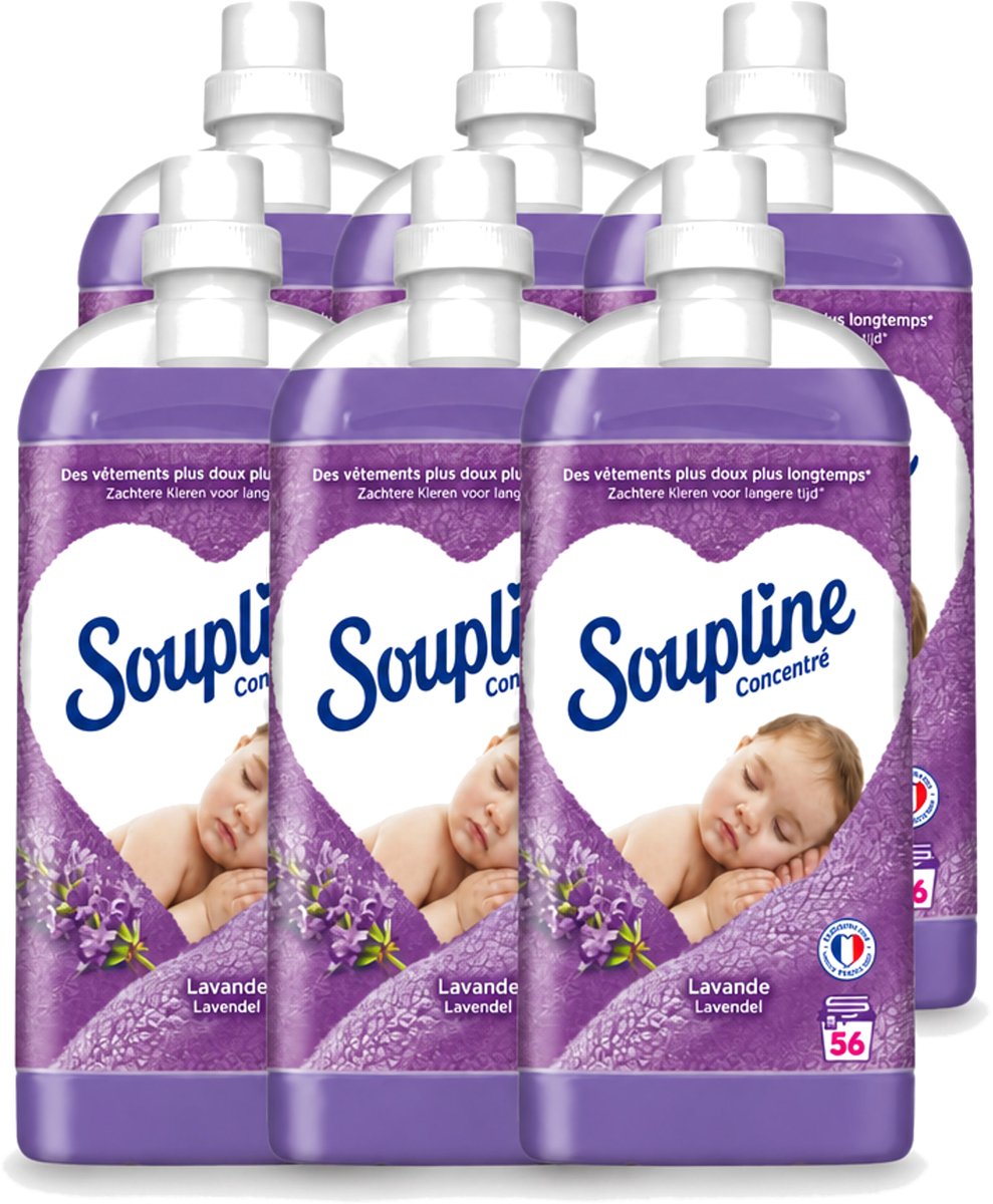 6 x Soupline - Wasverzachter - Lavendel - 56 Wasbeurten - 1.3L - Voordeelverpakking - 6 stuks