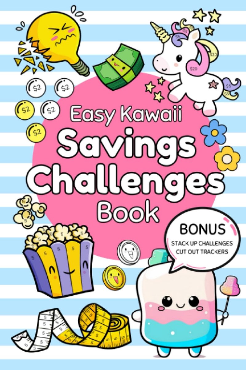 Easy Kawaii Savings Challenges Book: Adorable Money Challenge Book For All Ages, With Stack Up Challenges and Cut Out - ShopVlot