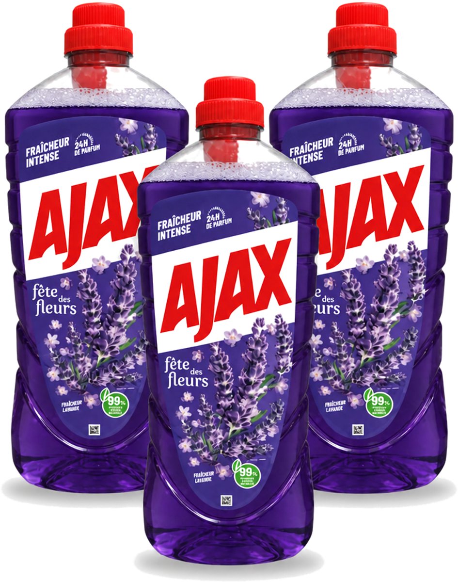 3 x Ajax – Allesreiniger – Lavendel – 1,25 L - Voordeelverpakking - 3 stuks