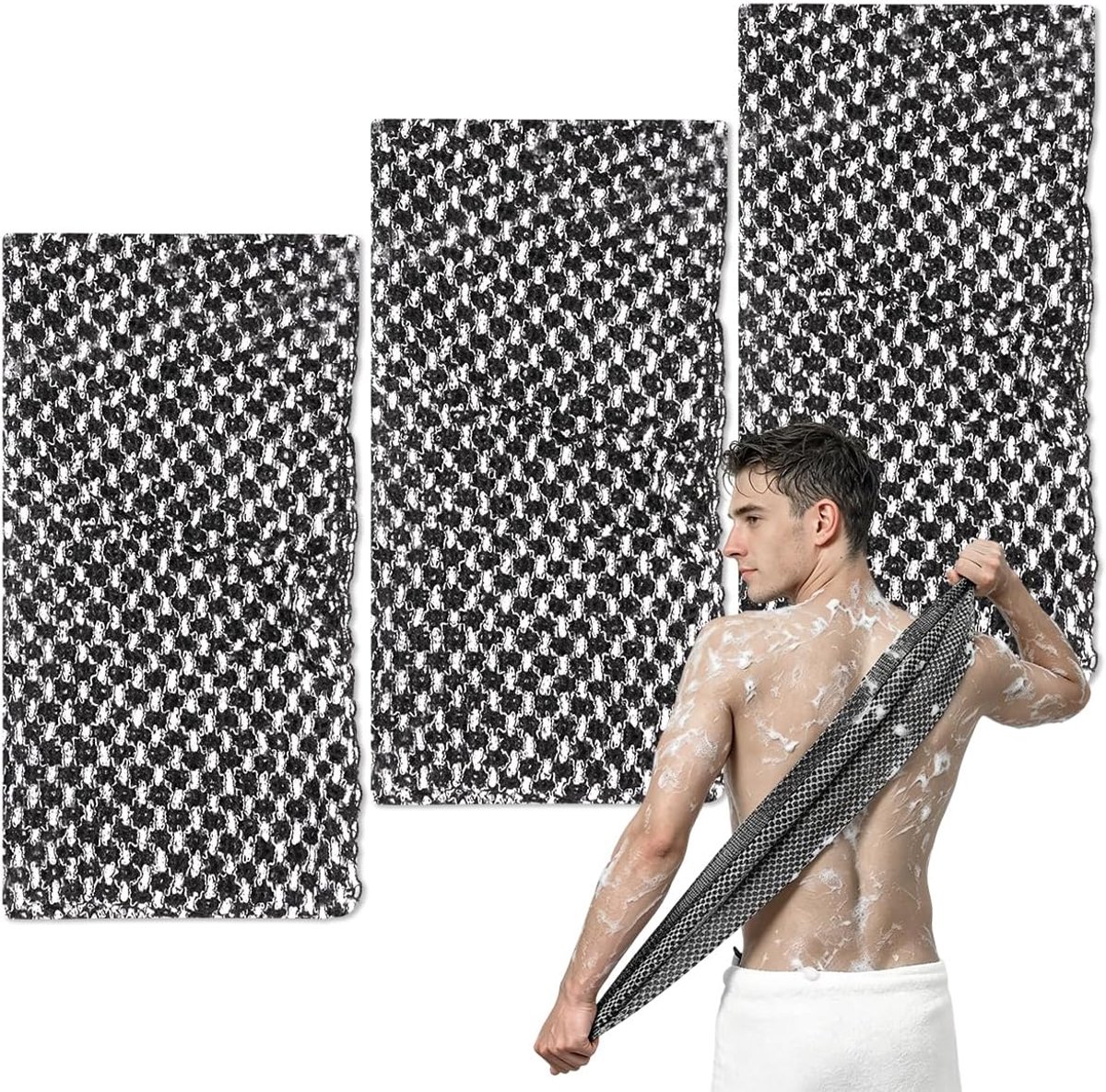3 Stuk Extra Lange Japanse Exfoliërende Handdoek voor Mannen en Vrouwen - ShopVlot