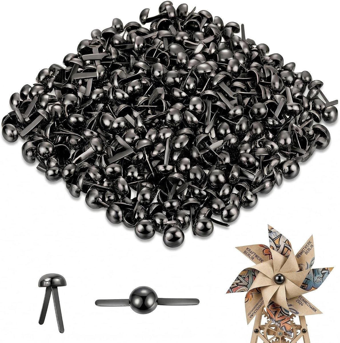 400 stuks patroonzakklemmen, patroonklemmen, metalen ronde kopklemmen, briefklemmen (zwart) - ShopVlot