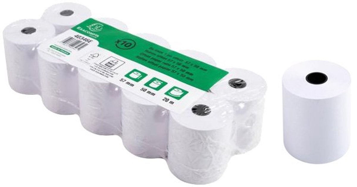 Exacompta Rollen voor rekenmachines 74x70x12x44 - 1 laag offset extra wit 60g/m2 - Wit - 40655E