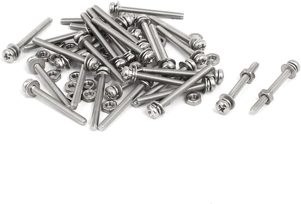 sourcing folder Screws M2.5 x 25mm stainless steel 304 Phillips head screws nuts with washers 30 sets - ShopVlot