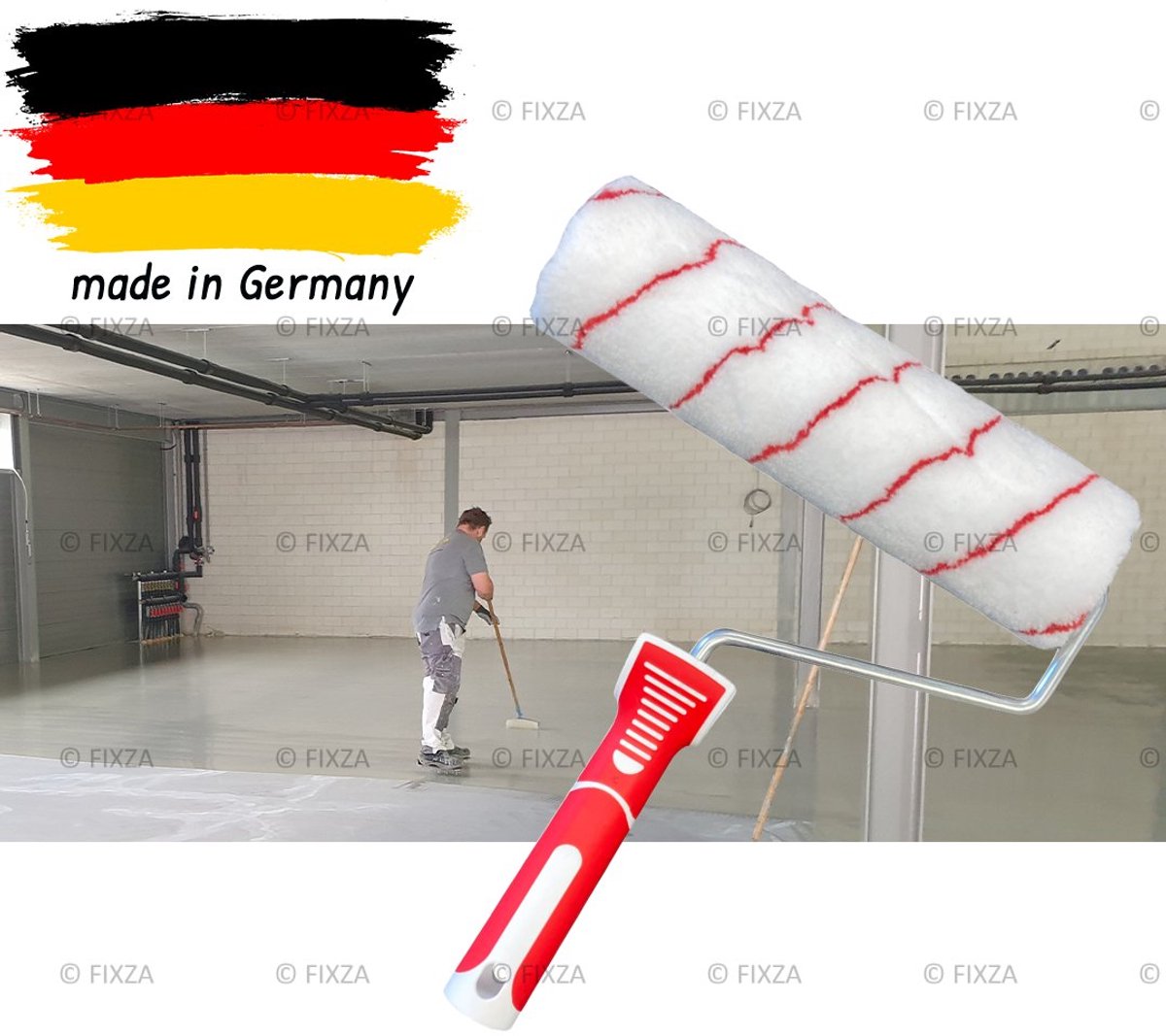 Betonverfroller 25 cm – Laagpolig – Anti-Spat – Professionele Verfroller voor Beton, Vloeren & Muren – Comfortgreep
