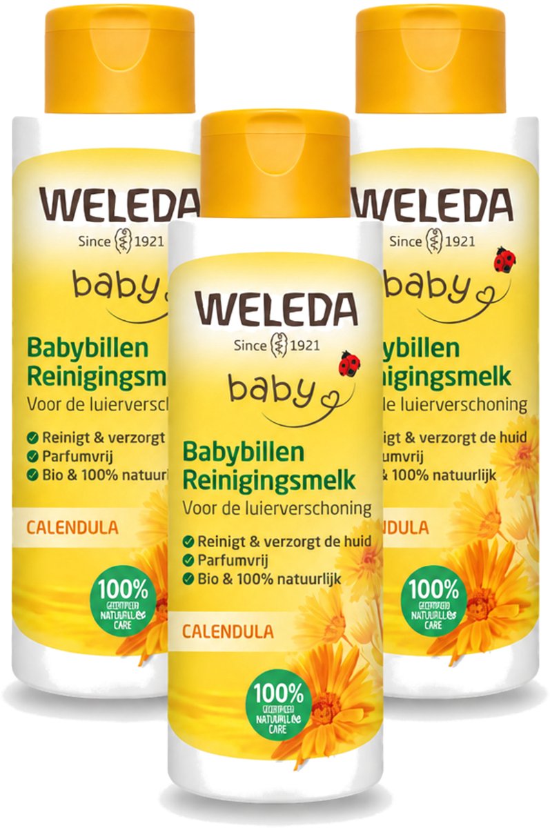 3 x WELEDA - Reinigingsmelk - Babybillen Calendula - 400 ml - Voordeelverpakking - 3 stuks