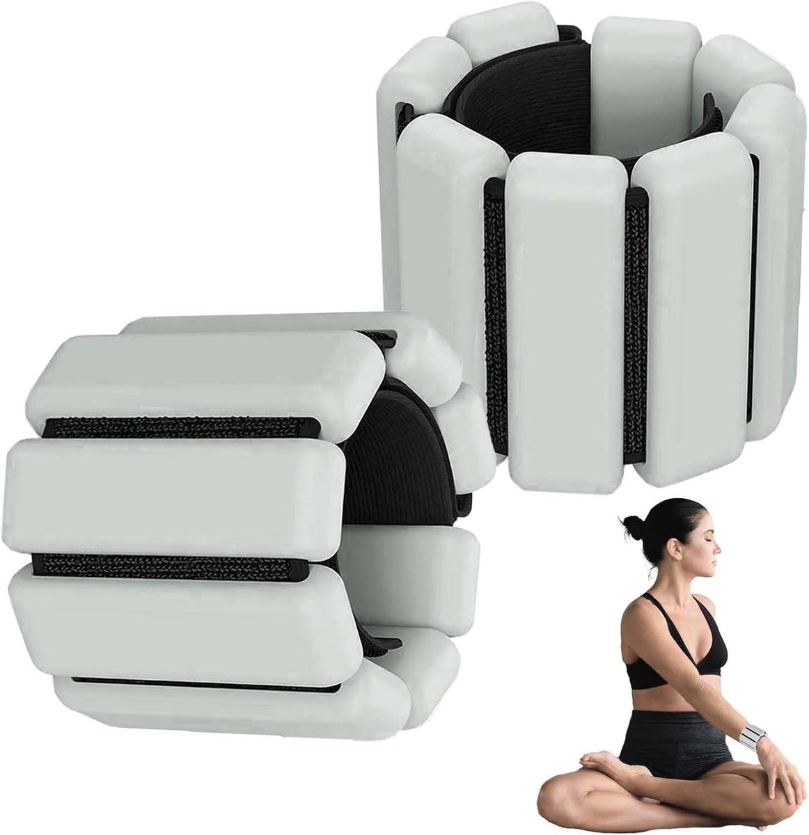 Draagbare Gewichtsmanchetten - Grijs - 28,3 x 7 cm - Silicone Enkelgewichten met Verstelbare Band - Voor Fitness en Yoga