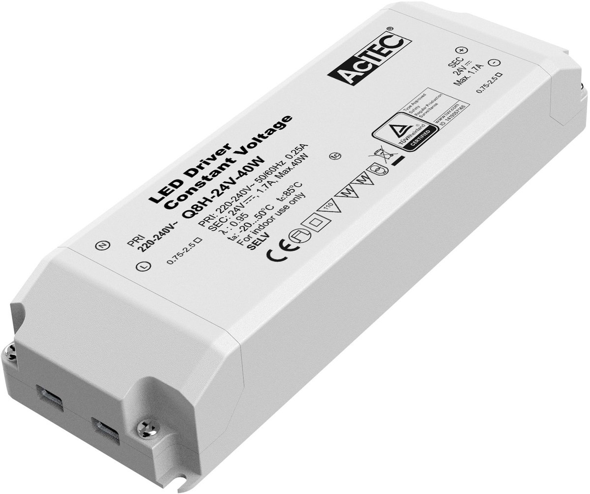 LED strip driver 24V/40W CV, constante uitgangsspanning, niet dimbaar, IP20, 52x25x166mm