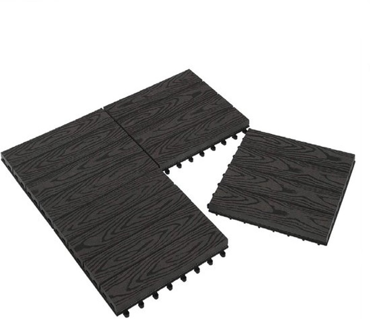 Composiettegels - Houten vloerdelen - Buitenvloeren - Eenvoudig kliksysteem - 30 x 30 cm - Bruin