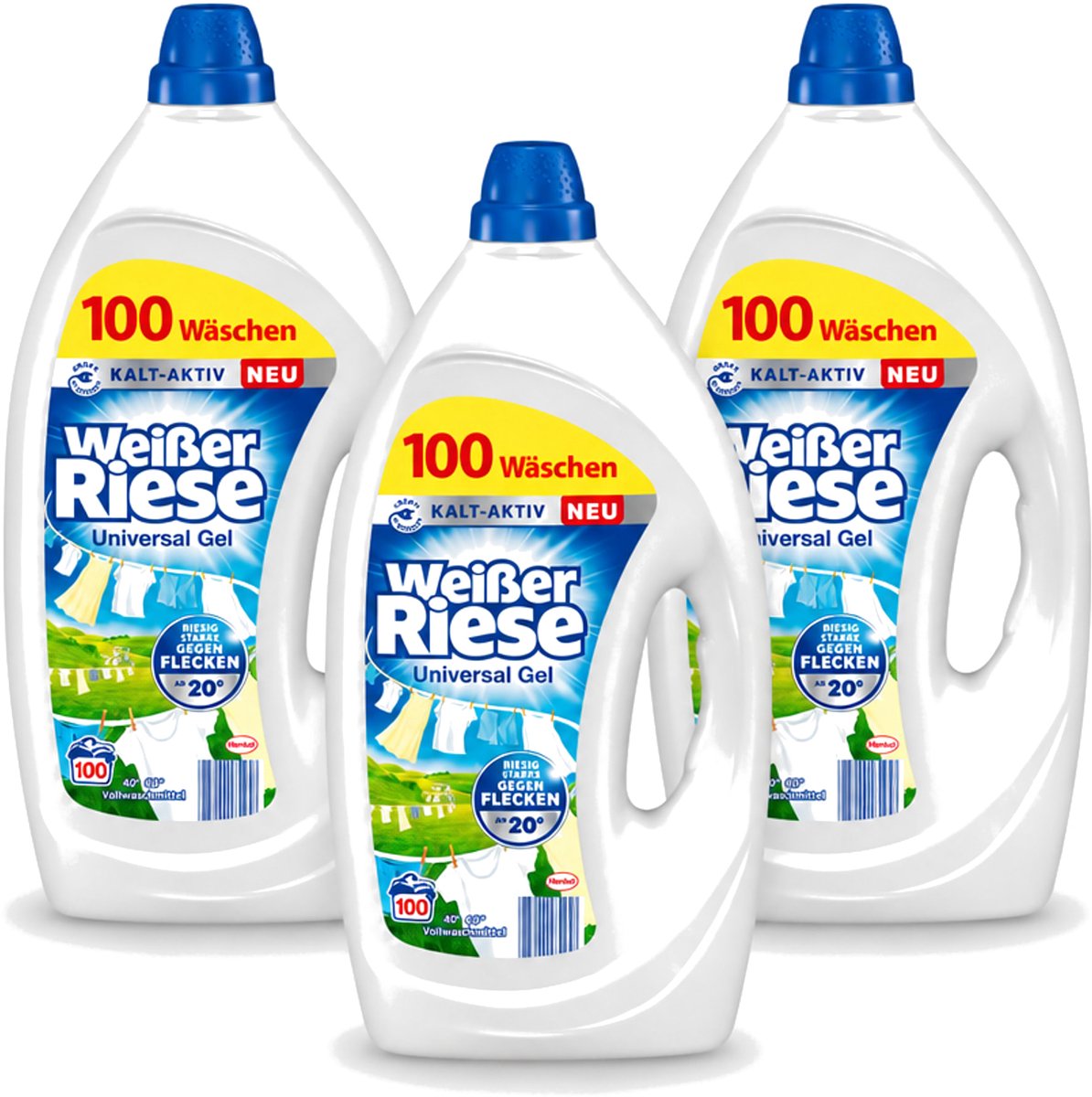 3 x Weißer Riese - Wasmiddel - Gel - Witte Was - 4.5L - 100 Wasbeurten - Voordeelverpakking - 3 stuks