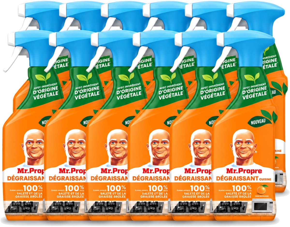 12 x Mr. Proper - Keukenontvetter Spray - Mandarijn - Natuurlijke ingrediënten - 500 ml - Voordeelverpakking - 12 stuks