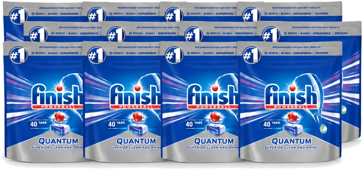12 x Finish – Vaatwastabletten – Quantum Regular – 40 Capsules - Voordeelverpakking - 12 stuks