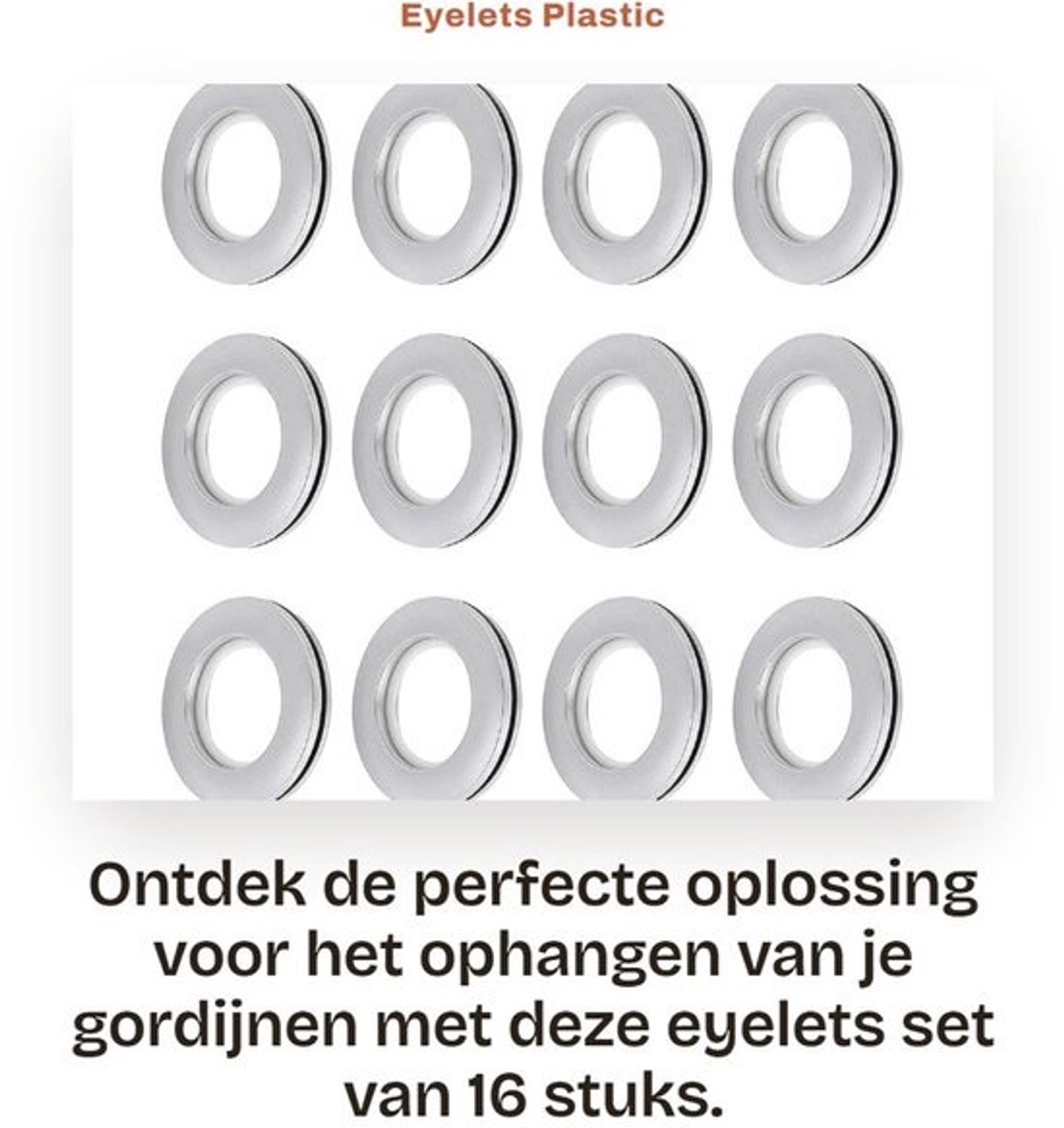 Dailygoods- Ogen Sluitringen 16 Stuks - Duurzaam ABS-Kunststof - Accessoires voor 42 mm Stofgat - Professioneel Merk - Geen Extra Gereedschap Nodig - Slijtvast en Corrosiebestendig - Gordijnringen