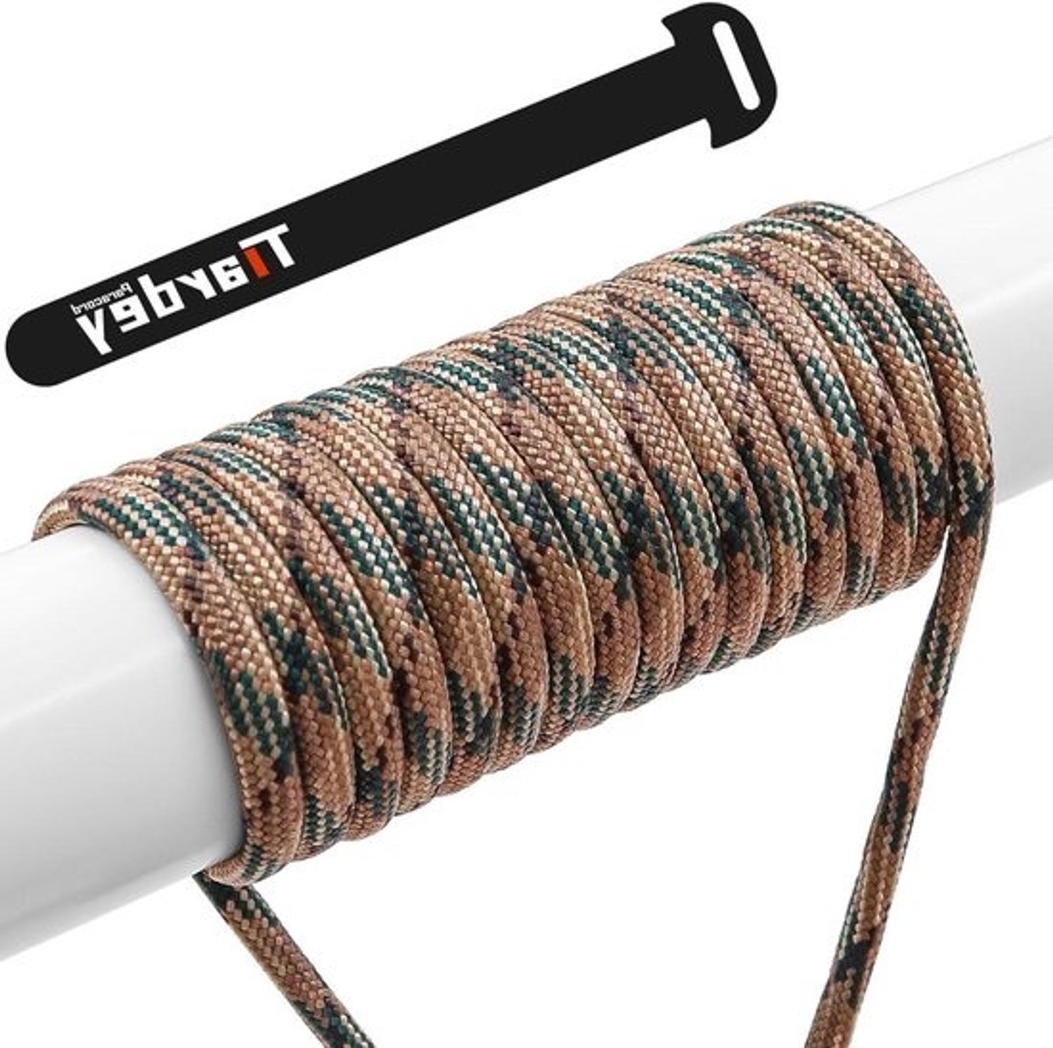 Paracord Touw - Nylon Koord - Outdoor Activiteiten - 7-aderige Kern - 31 Meter - Bruingroen Grijs Camouflage