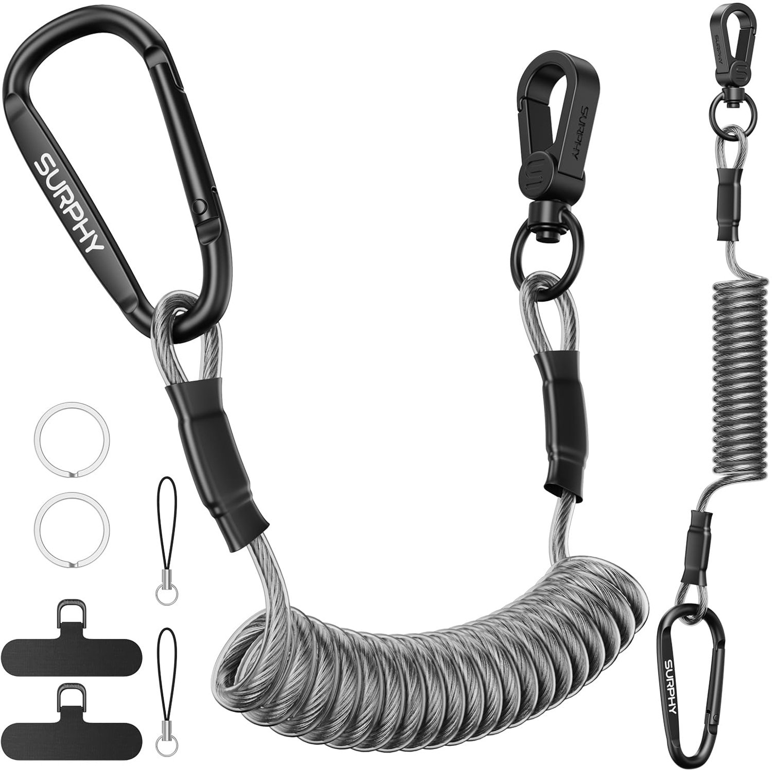 SURPHY 2 stuks Uitschuifbare TPU-staalkabel Telefoonbeveiliging Outdoor
