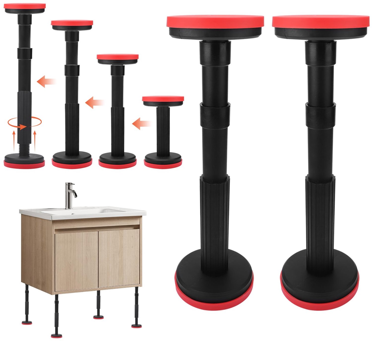 2 stuks telescopische steunen, 18-44CM steunen in hoogte verstelbaar, max. 200 kg - ShopVlot