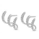 Zilverkleurige oorstekers voor dames – ear cuff stijl met strass stenen – moderne oorbellen met driedubbele boog